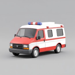 一辆红白相间的大众救护车