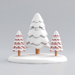 三棵小雪人树可爱如画