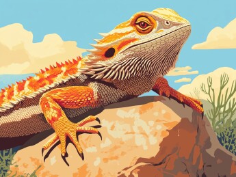 沙漠阳光下的鬃狮蜥插画