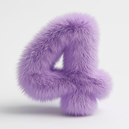 紫色毛绒数字4