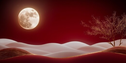 月夜红山金树