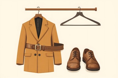 复古腰带与简约衣架的优雅搭配