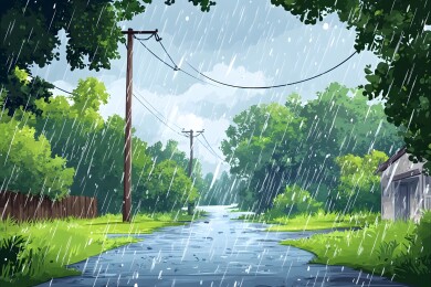 暴雨过后的街道景象