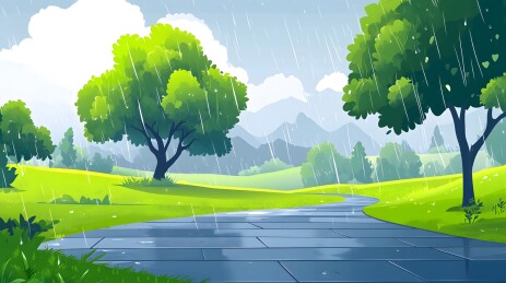 雨后石板上的翠绿青苔