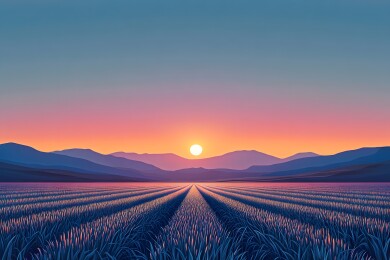 夕阳映照下的金色农田