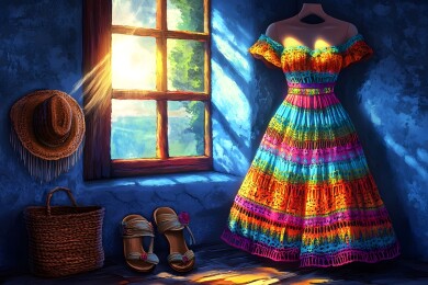 阳光下的彩色腰带与夏日服饰