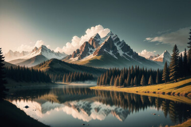 冬季户外大自然露营高原湖泊风景