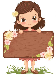 可爱女孩木板插画