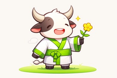 小牛送花