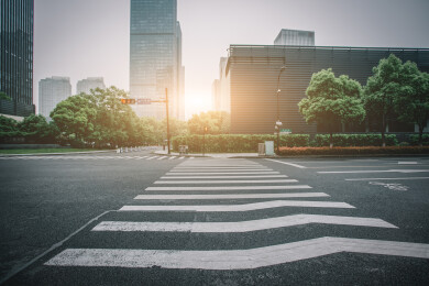 城市道路与杭州金融区建筑
