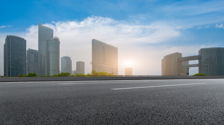 城市道路与杭州金融区建筑