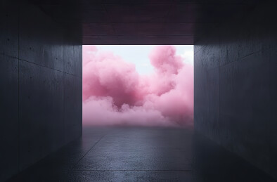 烟雾缭绕的光线照射在