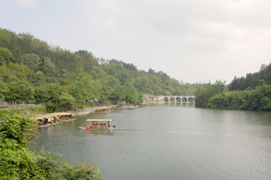 贵州黔南荔波大七孔景区大七孔水库游船码头