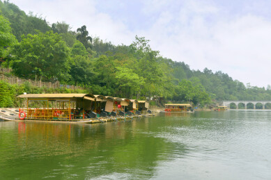 贵州黔南荔波大七孔景区大七孔水库游船码头