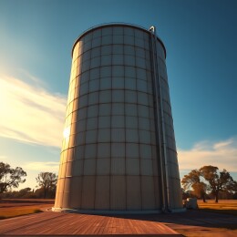 日落下的银色粮仓