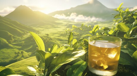 茶园风光与冰爽茶饮