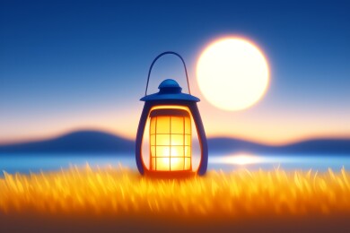 落日余晖下的灯笼