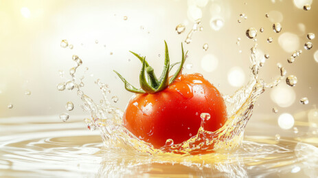 喷溅的液体水花西红柿