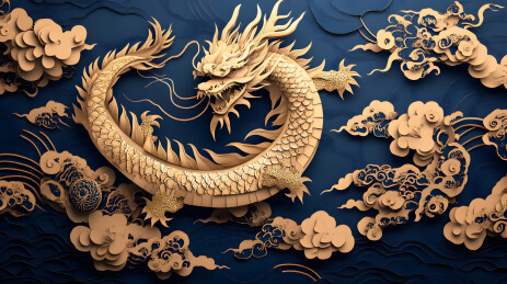 金色祥龙卷云图