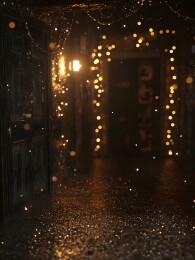 夜晚灯光下的地下通道入口