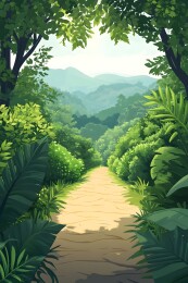 阳光洒在斜坡小路上的光影