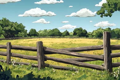 乡间小路上的斑驳木栅栏