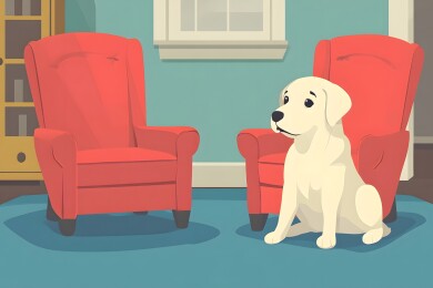 家庭客厅内安静休息的宠物狗