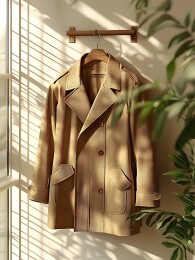 柔光下墙上的雨衣