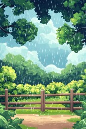 细雨滋润下翠绿西兰花