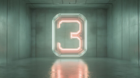 未来科技风格的数字3霓虹灯房间
