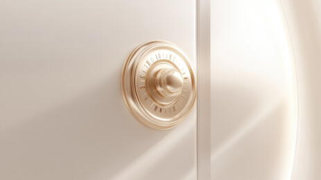 金色旋钮的白色柜门