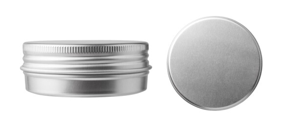 小铁盒或铝罐，可用于分装化妆品或药膏