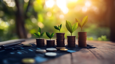 桌上堆叠的金币