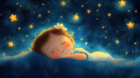 星空中安睡的女孩