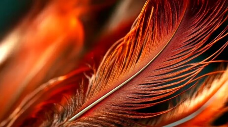 火红色羽毛特写