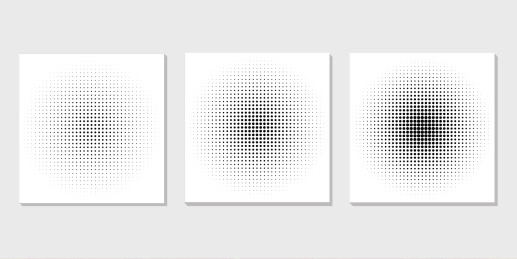 圆形黑白网点色彩半调径向渐变矢量背景