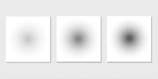 圆形黑白网点色彩半调径向渐变矢量背景