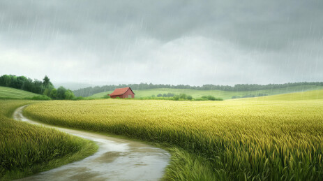 乡间田野的春雨