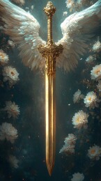 带羽翼的闪耀奇幻宝剑