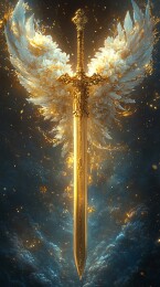 带羽翼的闪耀奇幻宝剑