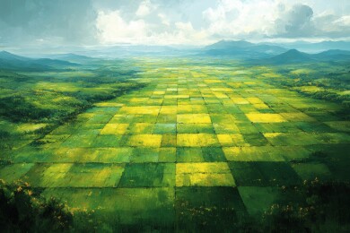 田园风光油菜花田野乡村景色