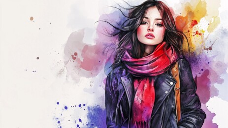 潮流插画美女人物插画
