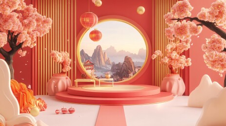 元宵节拍框堆头小景