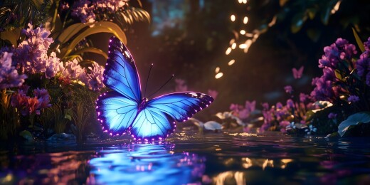 梦幻紫蝶夜幽潭