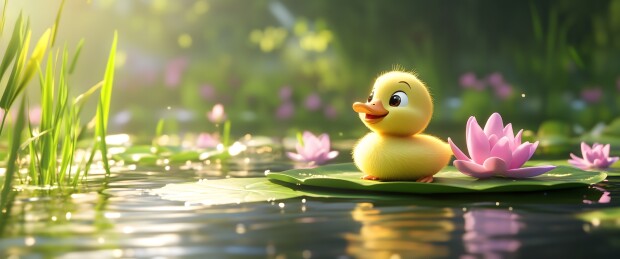 小鸭与睡莲的早晨