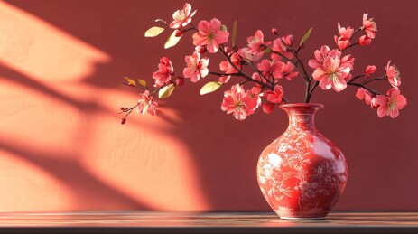粉彩春瓶