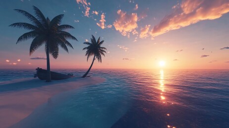 海边夕阳椰树