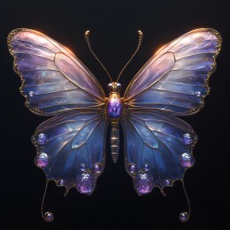 幻彩发光蓝色蝴蝶特写