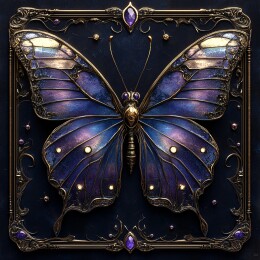 幻彩发光蓝色蝴蝶特写