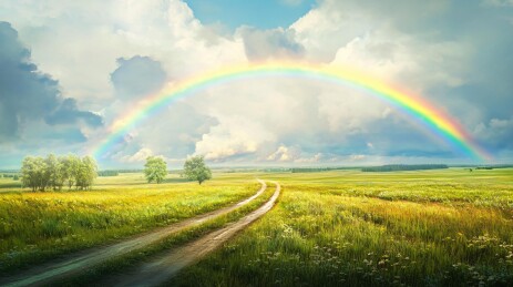 高清草原彩虹